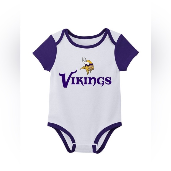 NFL Minnesota Vikings Infant Boy's 3pc set Bodysuits, 3-6 Months New - Picture 3 of 4